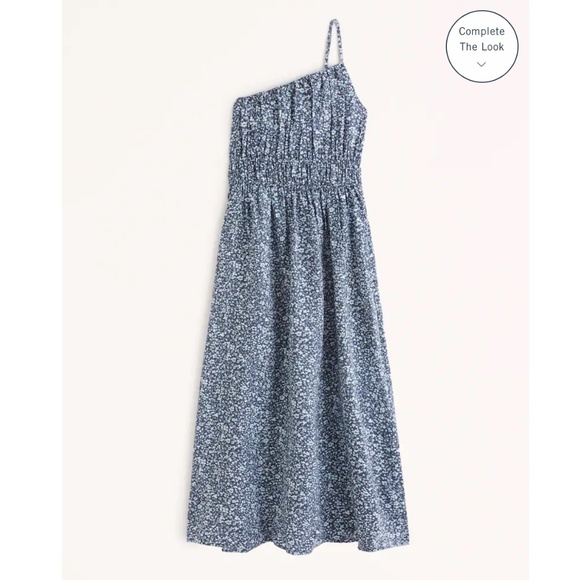 Abercrombie & Fitch One-Shoulder Easy Waist Maxi Dress (Navy Floral - MedPetite) - Picture 1 of 4